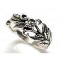 CZアラベスクリーフ・シルバーリング/r078