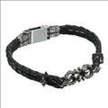GEREZZA-ジュレッツァ-ブラックキュービックシルバーレザーブレスレット