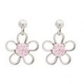 K10WG 愛らしいフラワー＆キュービックジルコニアピアス 46-5644