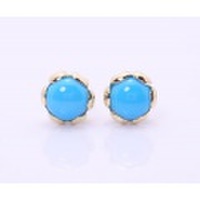 K18＆チタン スリーピングビューティ ターコイズ フラワー ピアス