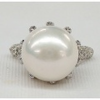 SS オーロラリップル真珠 CZ ビジュー リング