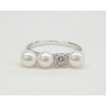 SS 淡水パール＆CZ デザイン リング Part19
