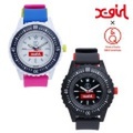 X-girl エックスガール　X-GIRL X Q&Q BOX LOGO SMILE SOLAR DIVER WATCH　05181028