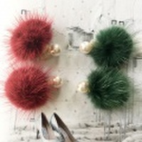 [再販6][即納] ピアスみたいに見えるイヤリング ミンクファー×パールのイヤリング