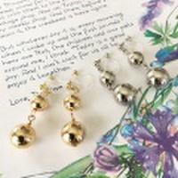 [即納] ピアスみたいに見えるイヤリング メタルボールズノンホールピアス