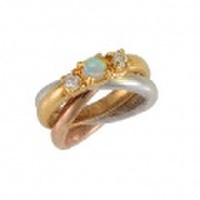 baby’s ring - K18トリプレット脇メレダイヤ - 10月 オパール