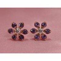 k18ピンクゴールド アメジスト,ダイヤモンドピアス/0338