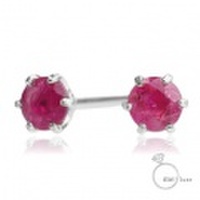 me.luxe 　K10WG ルビー/誕生石1粒石ピアス（ホワイトゴールド）95-0726