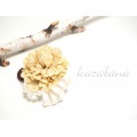 【 kazabana 】 パールと立体リボンのおしゃれヘアアクセサリー　＜ミルクティー＞