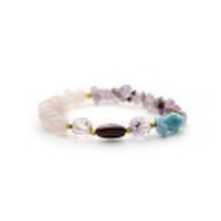 【オリジナル】ガーネット・アメジストエレスチャル・ラリマー・オーラライト-23・ローズクォーツ【１点もの】パワーストーンブレスレット ［B1505R-007］［情熱と愛の絆］