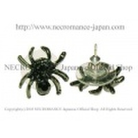 【ネクロマンス NECROMANCE】 ラインストーン スパイダーピアス Rhinestone Spider Pierce ＜ブラック/Black/黒＞ 蜘蛛