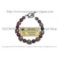 【ネクロマンス NECROMANCE】ピンクタイガーアイシルバーローズスカルブレスレット Pink Taiger’s Eye Silver Rose Skull Bracelet 薔薇