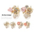 【メール便ＯＫ】ピアス お花フラワーピアス 蝶々モチーフ パール ピアス レディース 全3カラー