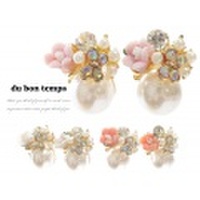 【メール便ＯＫ】ピアス お花フラワーピアス 蝶々モチーフ パール ピアス レディース 全3カラー