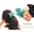 【メール便ＯＫ】フリルフラワーシュシュ（ヘアゴム）　全5カラー