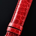 【高級腕時計との相性も抜群！中南米産カイマンワニのグレージング仕上の日本品質！】最高級カイマンワニベルト・臙脂色（17mm幅）SSミラー仕上バックル