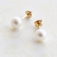 【送料無料】 K18 Little mermaid water pearl stud pierce/6mm（リトルマーメイド淡水パールスタッドピアス）