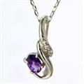 【送料無料】K18ホワイトゴールドアメジストネックレス