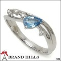 指輪 K18WG リング アクアマリン ダイヤモンド0.07ct 11号 総重量2.8g 極美品 [116175]