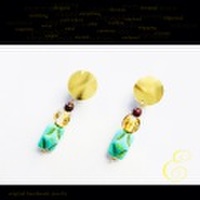 イヤリング　brass×グラスビーズ E-pi-0012