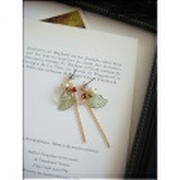 グリーンリーフと赤い実のピアス/イヤリング