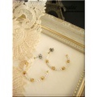 ケシパールとメタルビーズのフープピアス