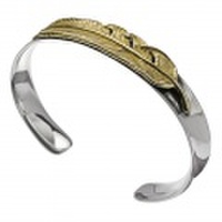 ゴールド フェザー カーブ バングル シルバー アクセサリー フェザー 羽根 メンズ [シルバーブレスレット] 送料無料