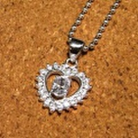 シルバー925 CZハートペンダントトップ5-565