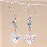 ジェムケリーホワイトゴールドブルートパーズ＆キュービックジルコニアピアス