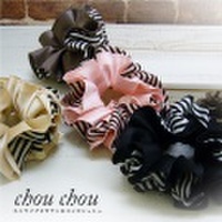 ストライプとサテンのコンビシュシュ【ネコポス対応OK※代引き不可】