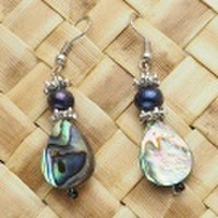 ハワイアンアクセサリー シェルピアスとイヤリング ブラック淡水パールアバロンティアドロップ