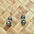 ハワイアンアクセサリー シェルピアスとイヤリング 淡水パール２連ブラックカラー