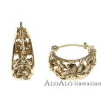 ハワイアンジュエリー / イエローゴールドプルメリアリングピアス