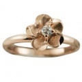 ハワイアンジュエリー 14kゴールド ダイヤモンドミニプルメリアリング