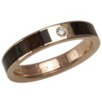 ハワイアンジュエリー alamea 14Kピンクゴールド4mmコアウッドダイヤモンドリング