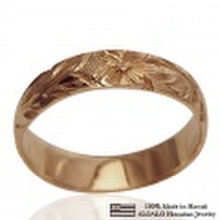 ハワイアンジュエリー オーダーメイド 1.5mm厚 幅4mm 14金 ピンクゴールド バレルリング