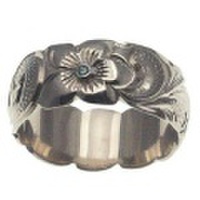 ハワイアンジュエリー オーダーメイド 1.75mm厚 幅8mm スターリングシルバー925 ブルーダイヤモンド バレルリング