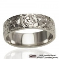 ハワイアンジュエリー オーダーメイド お手軽な1.0mm厚 幅6mm 14金ホワイトゴールド フラットリング