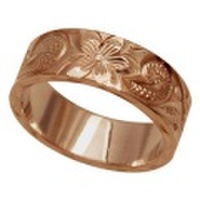 ハワイアンジュエリー オーダーメイド お手軽な1.0mm厚 幅8mm 14金 ピンクゴールド フラットリング