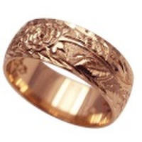 ハワイアンジュエリー オーダーメイド お手軽な1.25mm厚 幅8mm 14金 ピンクゴールド チューブローズバレルリング