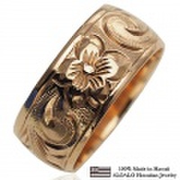 ハワイアンジュエリー オーダーメイド しっかりした1.75mm厚 幅8mm 14金 ピンクゴールド バレルリング