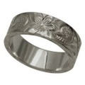 ハワイアンジュエリー オーダーメイド 重厚な立体感2mm厚 幅8mm 14金ホワイトゴールド フラットリング
