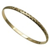 ハワイアンジュエリー 本格オーダーメイドゴールドバングル バレル しっかりした1.75mm厚 4mm　選べるデザインやゴールドカラー