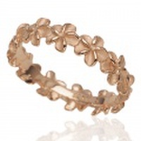 ハワイアンジュエリー　ピンクゴールドコーティング　4ｍｍ　オールプルメリアリング