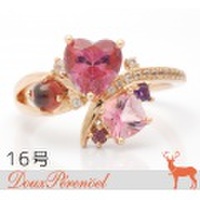 ピンクトパーズ マルチストーン ハート デザインリング/指輪 16号 K10PG 【10金】【レディース】【女性用】