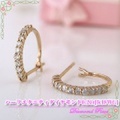 フープ形ハーフエタニティダイヤモンドピアス【K18PG 0.2Ct】y090036