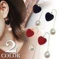 フロッキーハート フックピアス ピアス バックキャッチピアス フープピアス もふもふ 可愛い パール ハート フロッキー 起毛 トランプ やみかわ ゆめかわ 個性的 761101