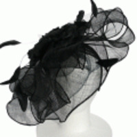 ブランド-Scala Collezione【ウェディング】【パーティ】ヘアアクセサリー◆ラフィアリボンシルクフラワーパーティヘッドドレス◆ブラック