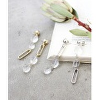 メタルパーツ×クリアロングピアス・イヤリング/2カラー