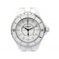 新着価格破壊【CHANEL シャネル】J12 白セラミック/SS 12Pダイヤ クォーツ デイト レディース 4530-0